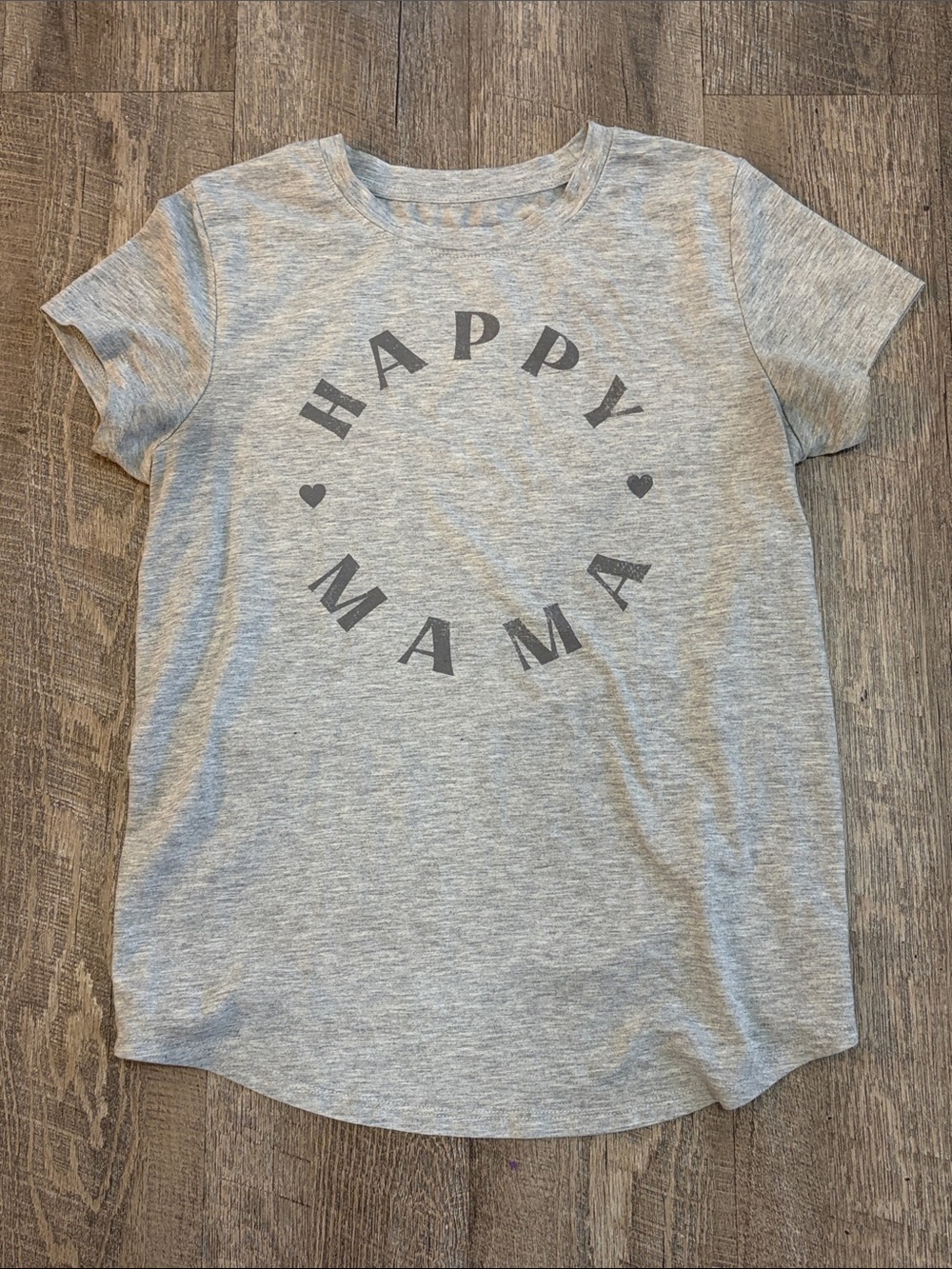 Isabel Maternity by Ingrid & Isabel Light Gray "Happy Mama" Short Sleeve Tee
